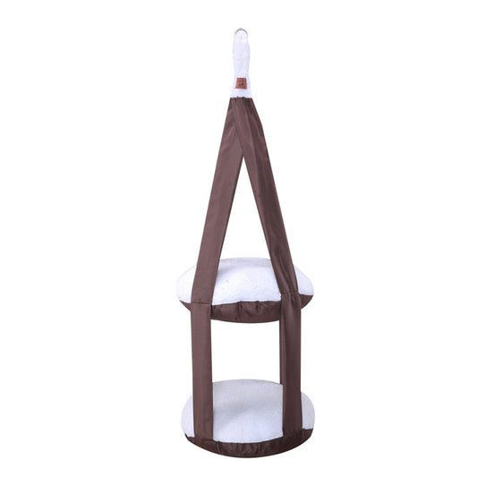 CAMA SUSPENSA PARA GATOS SHERPA DUPLA - Cor:Marrom (PET70081)