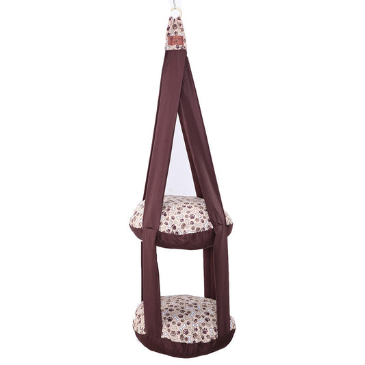 CAMA SUSPENSA PARA GATOS DUPLA - Cor:Marrom