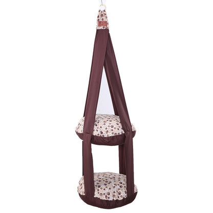 CAMA SUSPENSA PARA GATOS DUPLA - Cor:Marrom