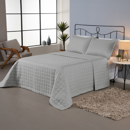 Kit Cobre Leito Matelado Dupla Face Soft 3 Peças Casal 100% Poliéster - Cinza