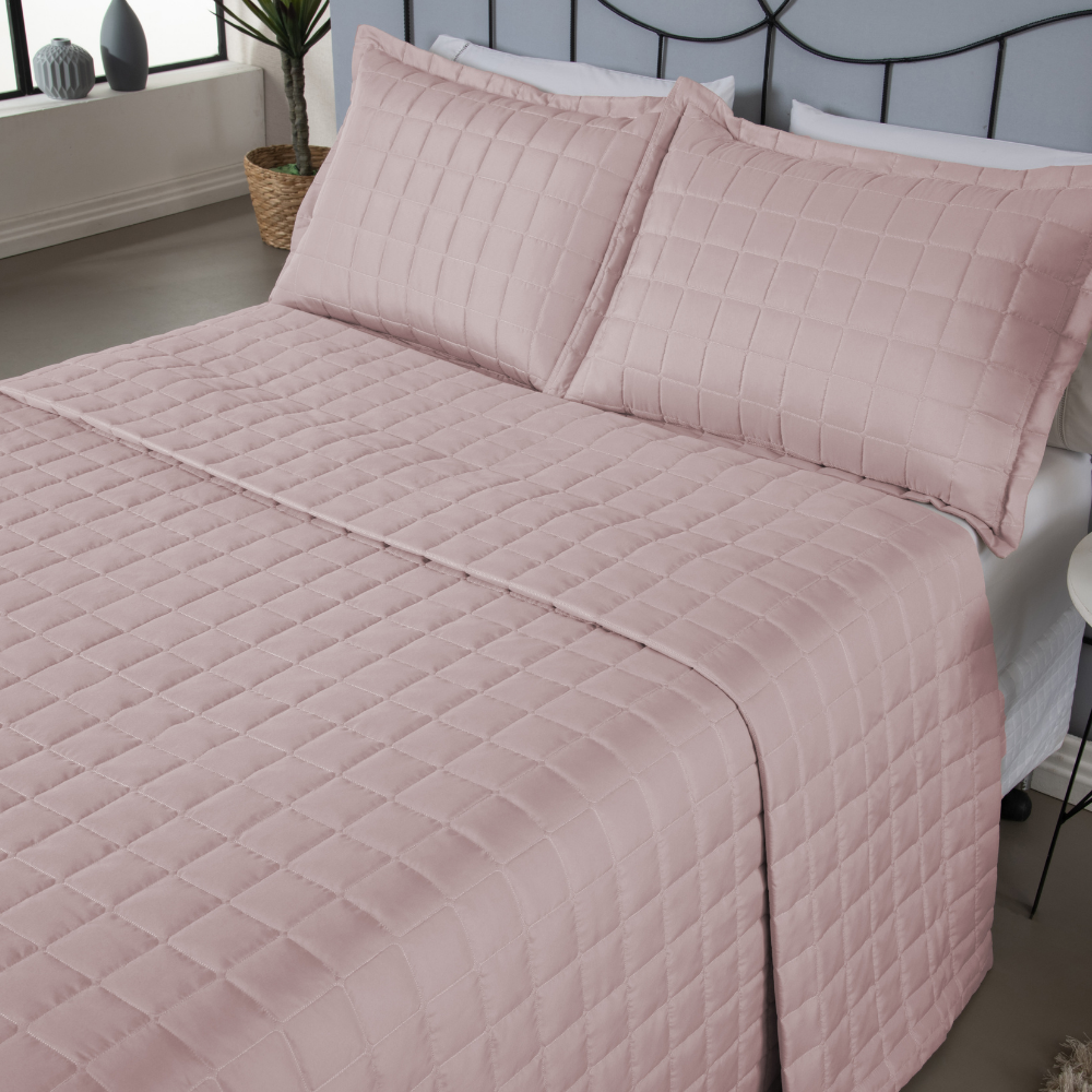 Kit Cobre Leito Matelado Dupla Face Soft 3 Peças King 100% Poliéster - Rosê