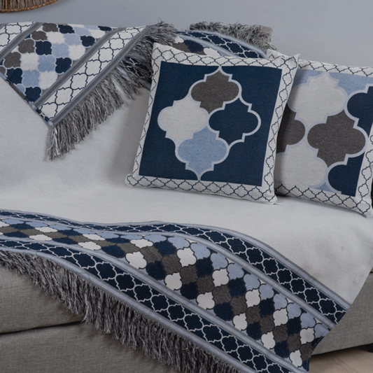 Kit Xale Para Sofá Com Franja Grécia 5 Peças 1,35m x 1,35m 60% Algodão / 40%