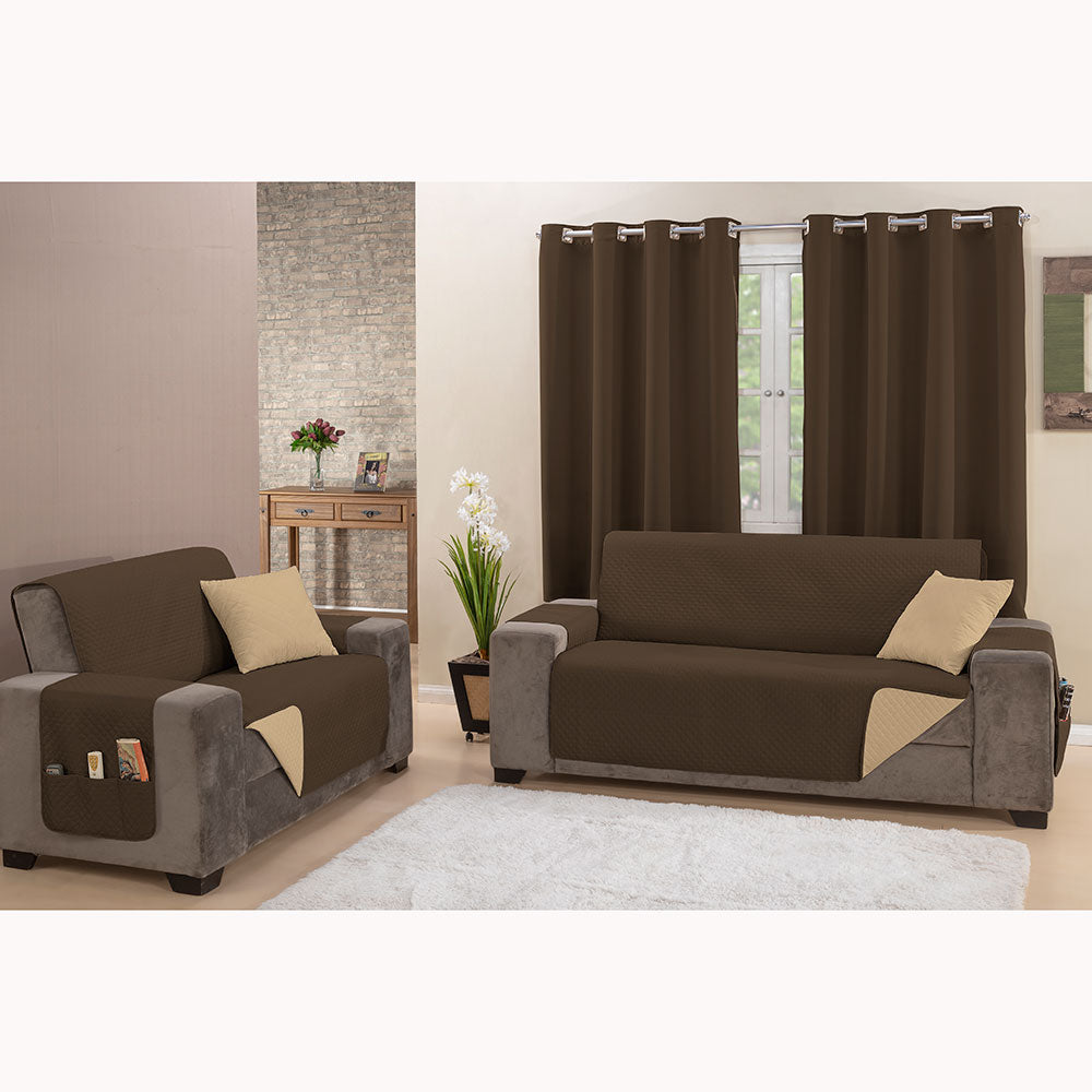 Kit Jogo Protetor de Sofá Classic Com Bolsos 2 e 3 Lugares
