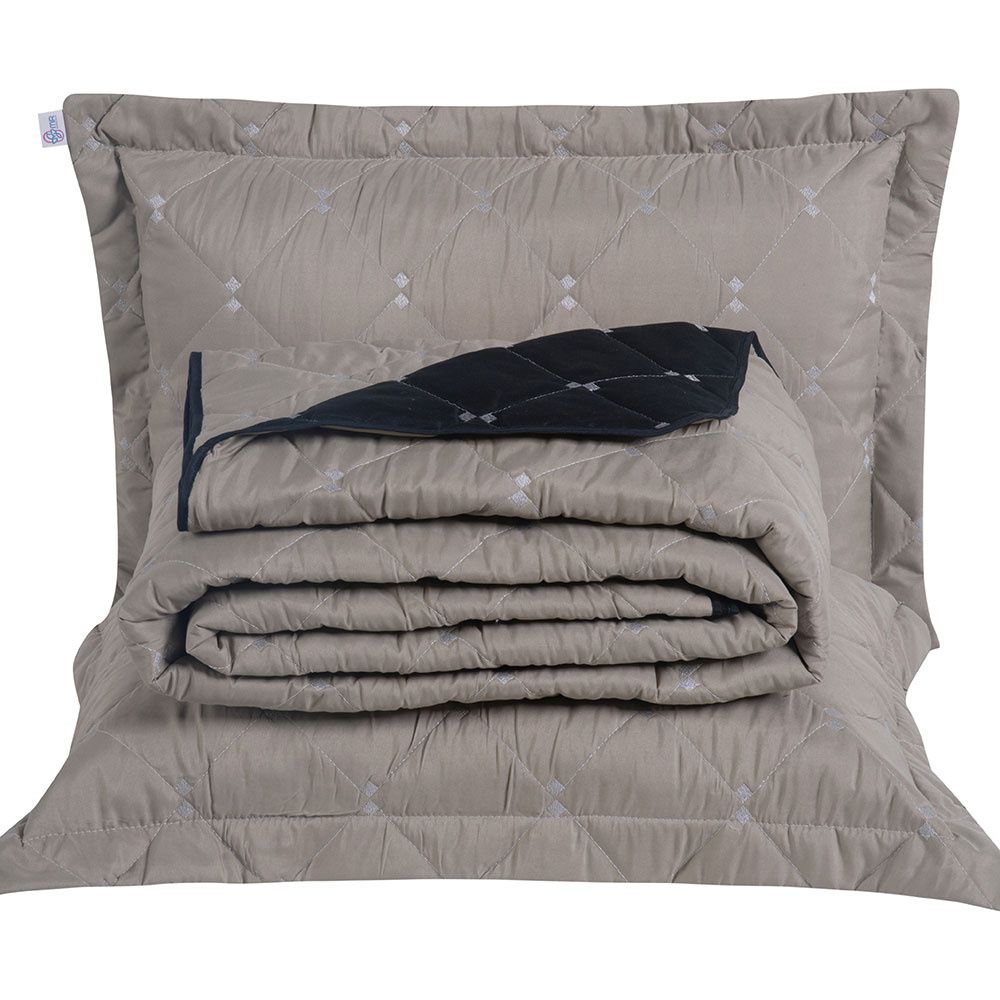 Kit Cobre Leito Dupla Face Casal Queen Bordado Renove Hipercal 400 Fios