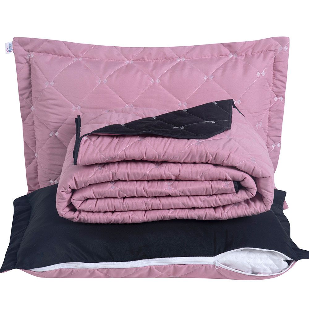 Kit Cobre Leito Dupla Face Casal Queen Bordado Renove Hipercal 400 Fios