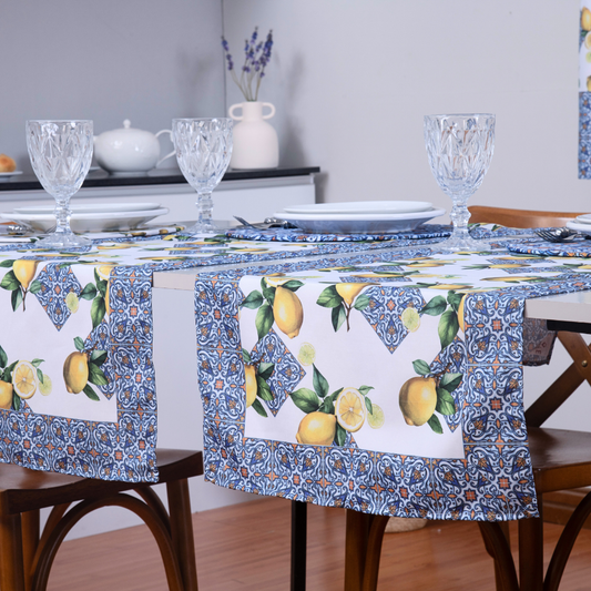 Caminho de Mesa Estampado Allegra 1 Peça 1,25m x 43cm 100% Poliéster - Limão