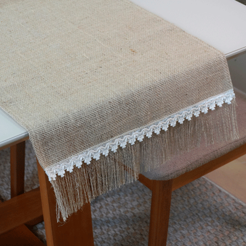 Caminho Trilho de Mesa 1 Peça Decorê 1.30m x 46cm Tecido 75% Juta / 25% Malva