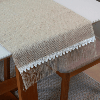 Caminho Trilho de Mesa 1 Peça Decorê 1.30m x 46cm Tecido 75% Juta / 25% Malva