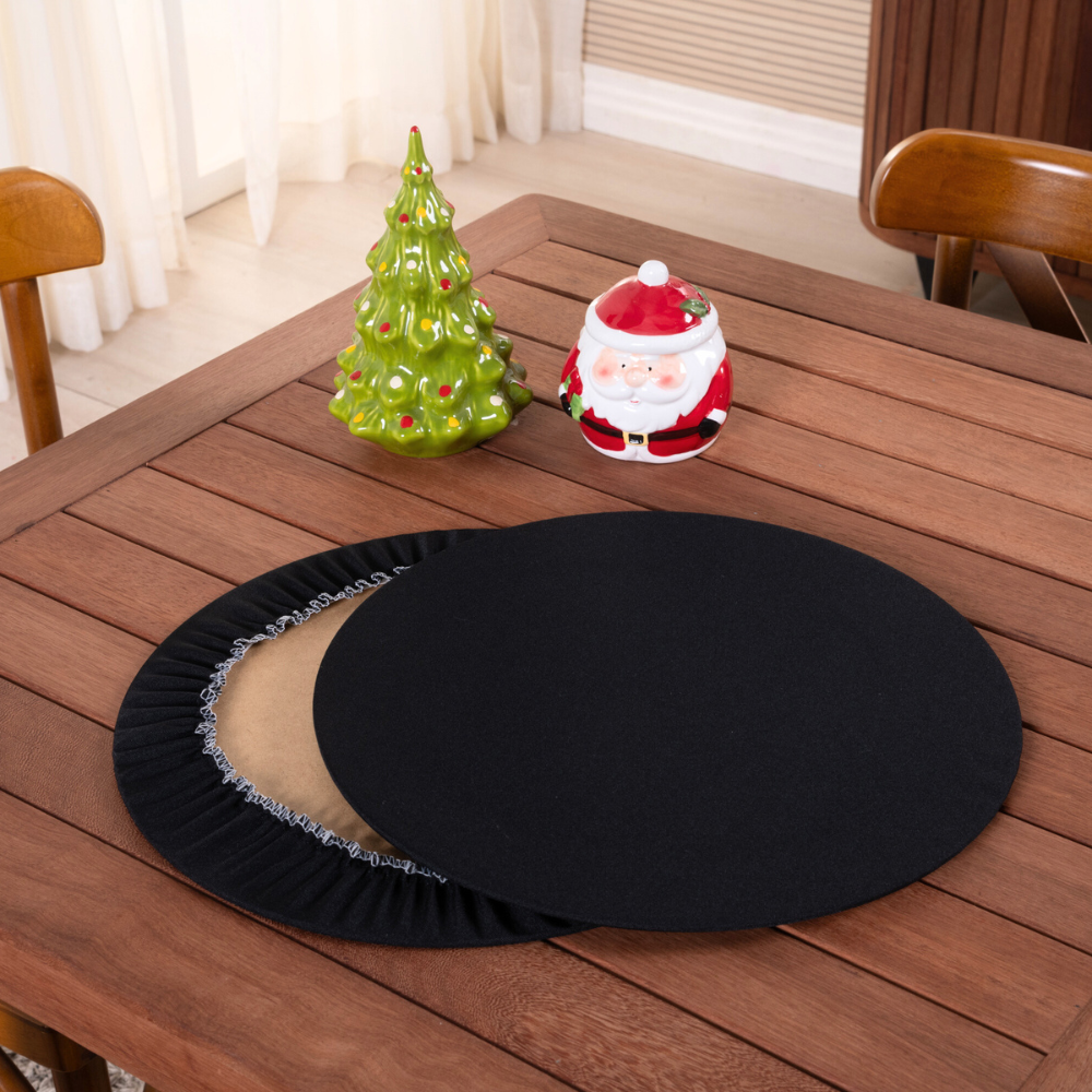 Sousplat Capa e Base MDF Basic Liso 35cm diâmetro 100% Poliéster Tecido Oxford