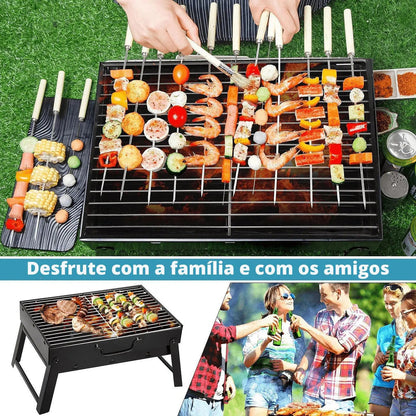 Mini Churrasqueira Portátil Dobrável 40cm